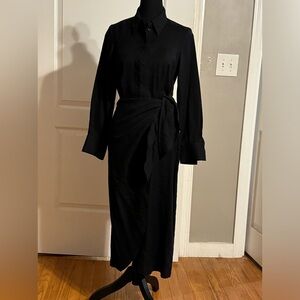 PARIS ATELIER & Other Stories Black Wrap Midi Dress Sz